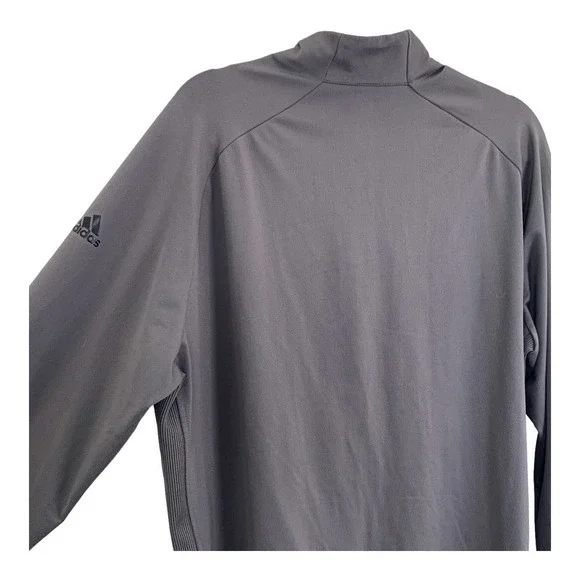 Adidas Mens Quarter Zip Pullover Long Sleeve Golf Athletic Shirt Dark Gray - Picture 3 of 4